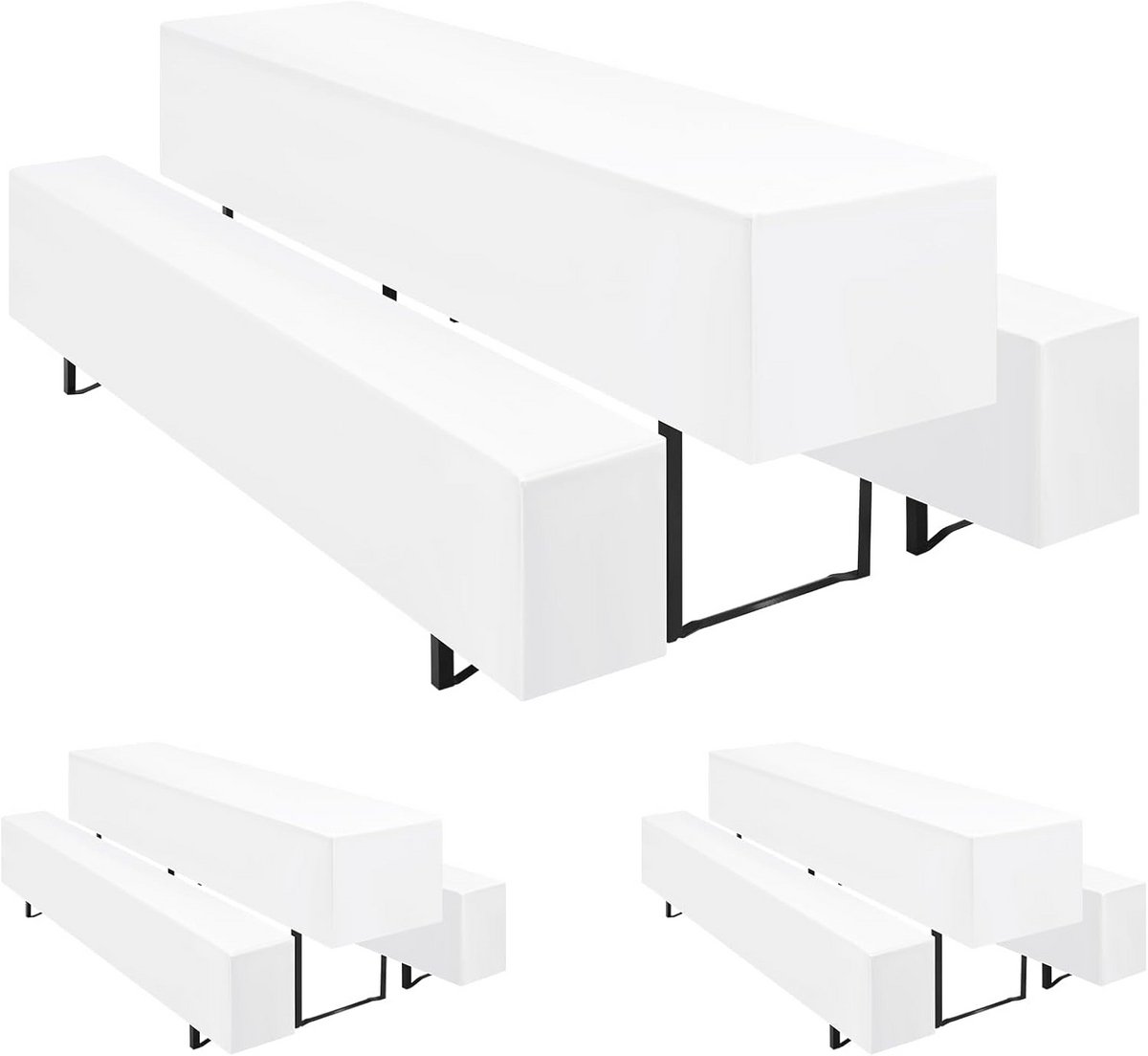 Set van 3 Bier Tafel Covers voor Partytenten en Sofa's, Witte Bier Tafelbekleding (50 x 220 cm)