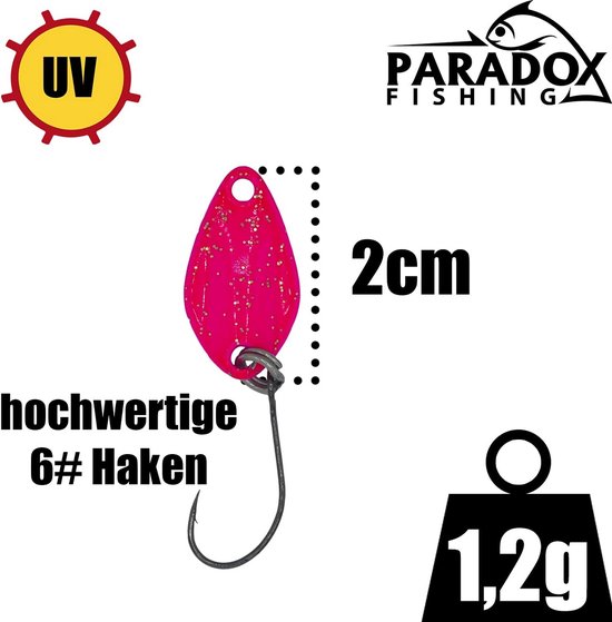 Trout Spoon Set 1 g - 1,7 g - 2 g met drukhendels, flashende UV-kleur en dubbelzijdige bedrukking, inclusief trout kunstaas en draaischroeven voor roofvis — afbeelding 5