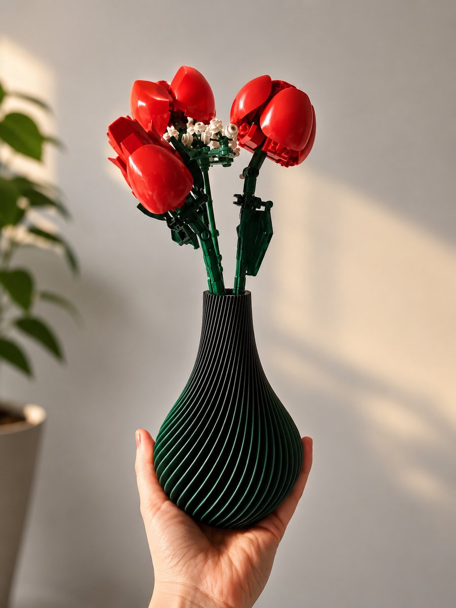 Spiraalvormige vaas – 3D-geprinte bloemenvaas | Paars gedraaid ontwerp | Moderne woondecoratie