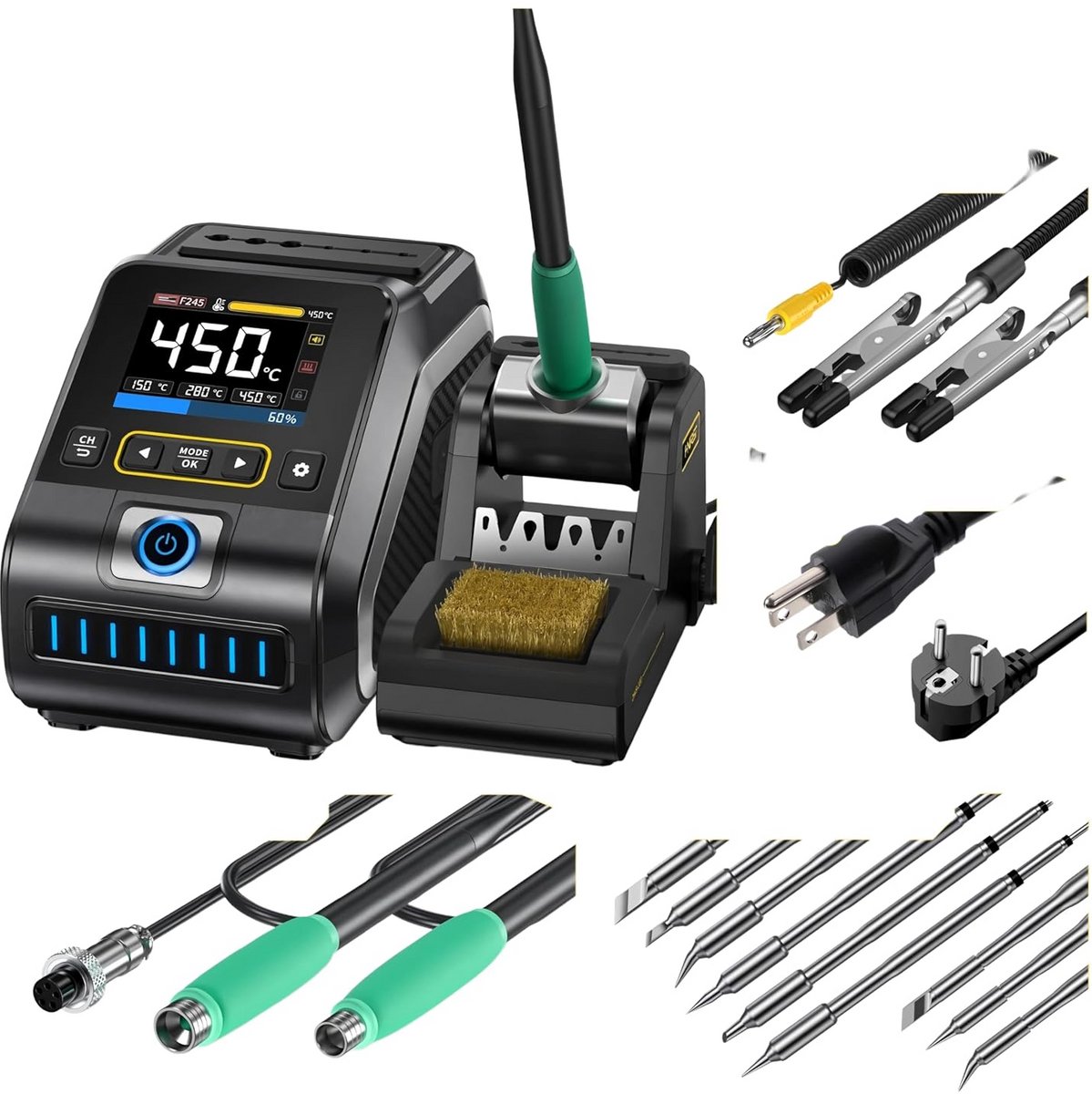 200W Soldeerstation met Snel Opwarmen voor C210 & C245 Tweehandvatten - Professioneel Soldeerstation