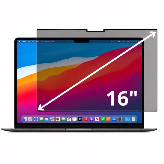 MacBook Pro 16.2 inch Privacy Screenprotector met magnetisch filter, blauwlichtfilter en anti-reflectie, micro-louver technologie