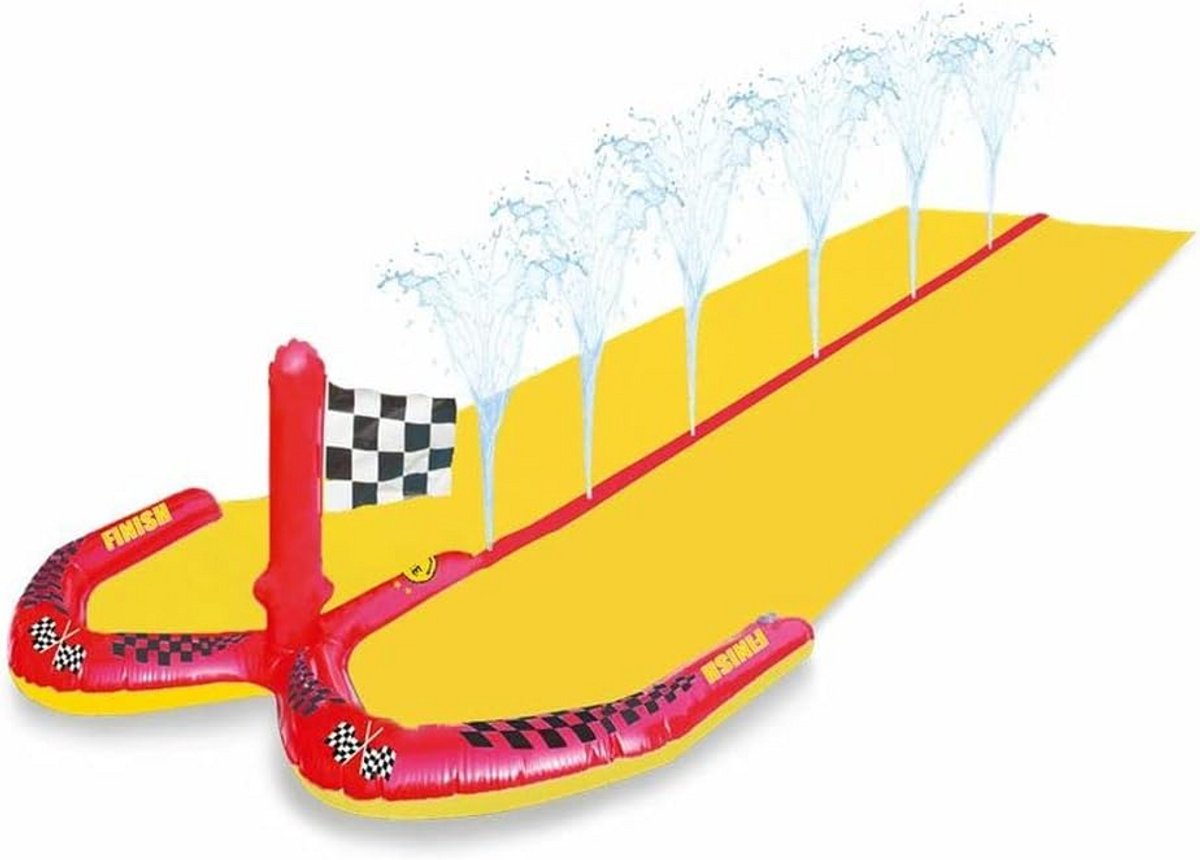 Opblaasbare Waterglijbaan met Dubbele Baan voor Urenlang Waterpret