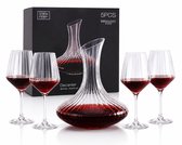 EasyMart Ensemble de verres à vin avec carafe à décanter – Ensemble de vin 5 pièces – 4 verres à vin rouge 510 ml & carafe à décanter 1800 ml – Verre borosilicate – Carafe à vin de luxe – Ensemble de décantation – Coffret cadeau pour amateurs de vin