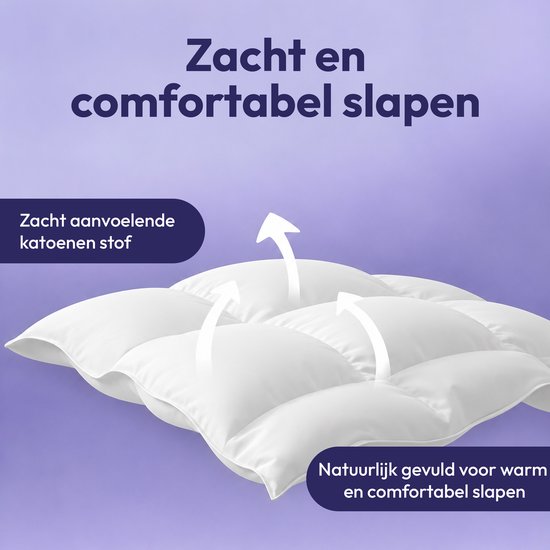 Comfeur Winterdekbed - Winter Wollen Dekbed – Warm Dekbed – Ademend & Vochtregulerend – Europese Scheerwol - Katoenen Tijk - Eenpersoons 140x200 cm