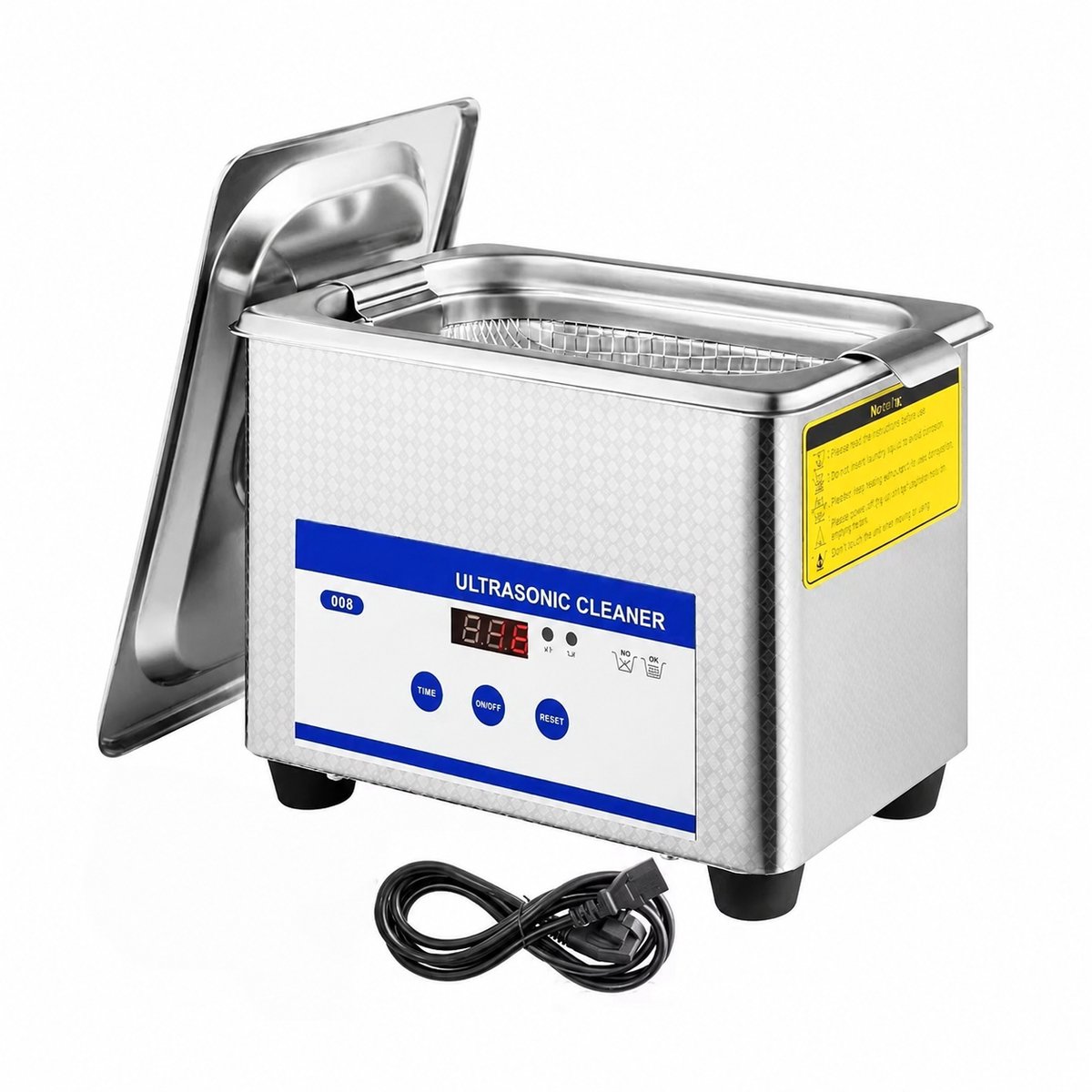 Venzor - Ultrasone Reiniger 800 ml – 35W – 40 kHz – RVS 304 – Met Timer & Mandje – Compacte Sieradenreiniger