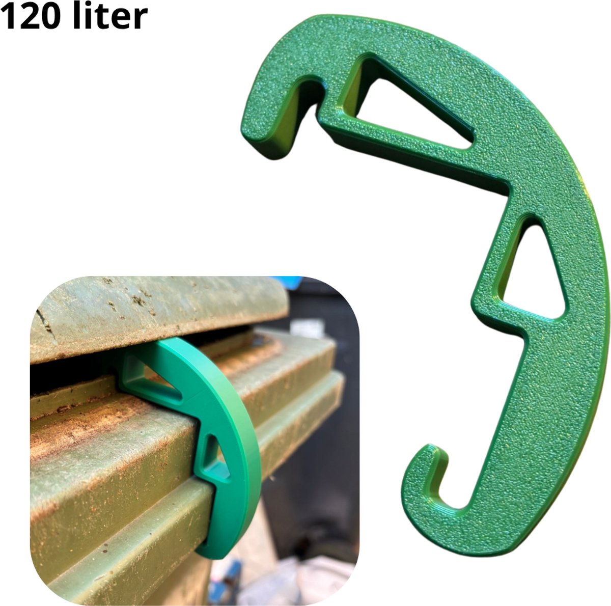 Container clip 120 Liter - Groen - Stevig materiaal - afvalcontainerclip voor natuurlijke ventilatie