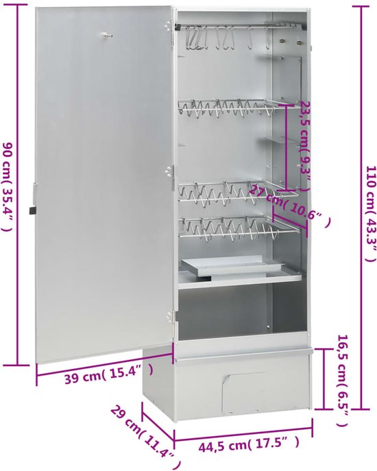 vidaXL - BBQ-rookoven - met - koude - rookgenerator - gegalvaniseerd - staal van Merkloos — afbeelding 5