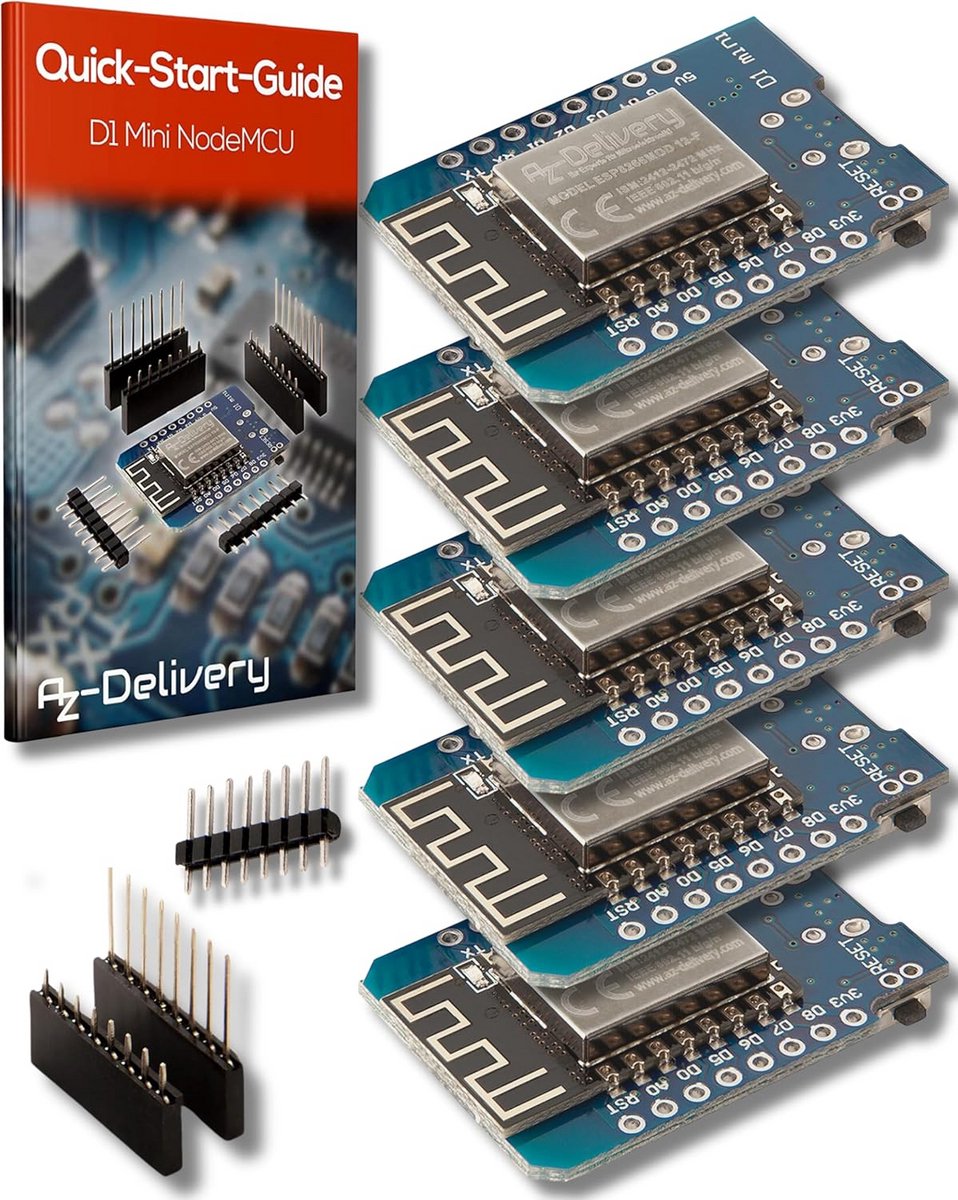 5x Compact WLAN Ontwikkelingsbord met ESP8266-12F en CH340G, Programmeerbaar met Arduino Stijl