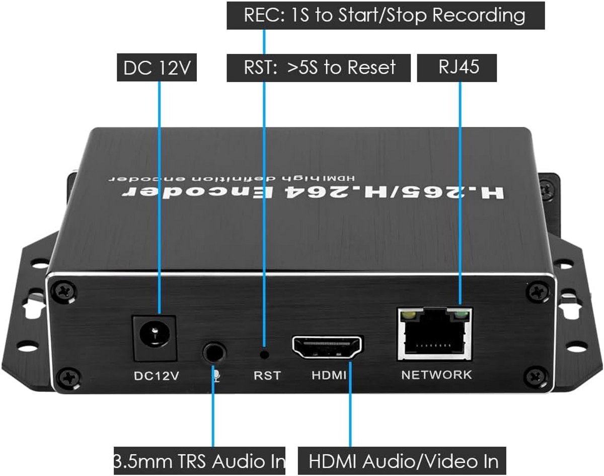 EXVIST H.265 1080P PoE HDMI Video Encoder W/SD Card Slot Max 128G DDNS HTTP RTMP RTSP SRT TS UDP HK Private Protool for IPTV Live Streaming to YouTube Facebook Vimeo etc. thumbnail 5