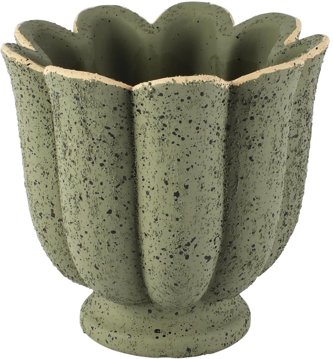 Dekoratief | Bloempot 'Brushed Moss', groen, cement, 14x14x13cm | A265162