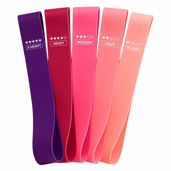 Pilates Weerstandsbanden Set – 5 Niveaus – Latexvrij – Fitness Elastieken – Yoga & Thuis Sporten