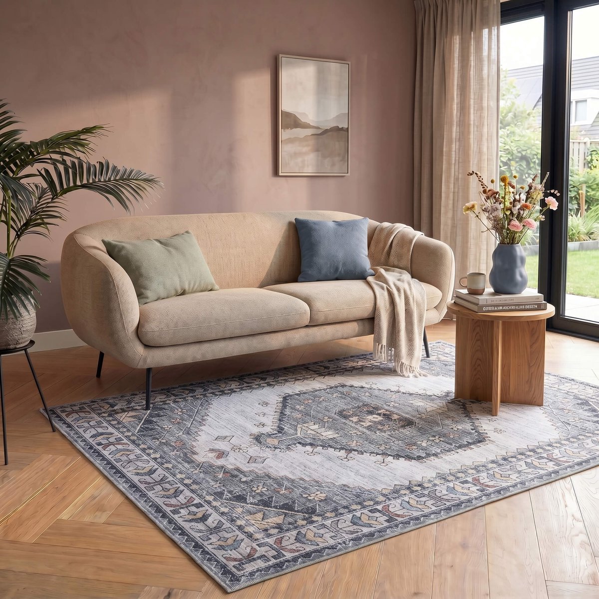 flycarpets Burano Vintage Vloerkleed - Grijs - Laagpolig Tapijt Woonkamer - 200x290 cm