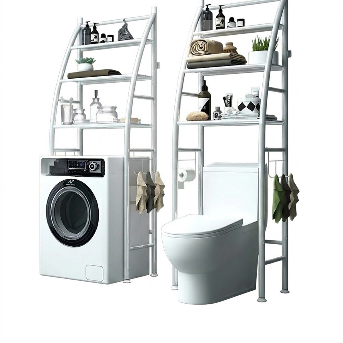 Solvix Opbergrek Boven Toilet – Badkamer Organizer en Wasmachine Rek – Metalen Stellingkast met 3 Planken voor Badkamer en Wasruimte