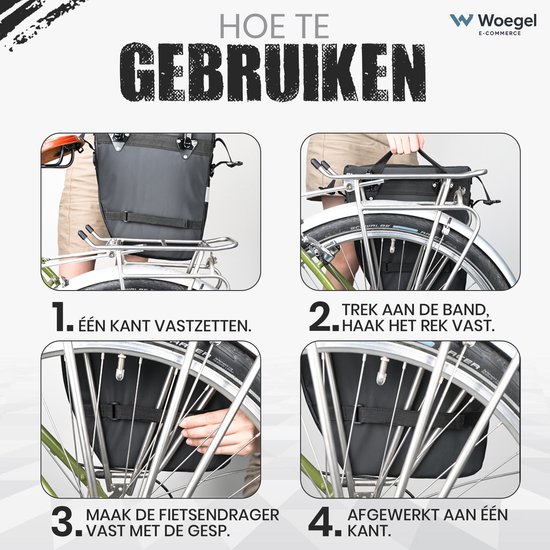 Fietstassen dubbel Rugzak Fietstas Rugtas Bagagedrager Fiets Regenhoes Zwart Groen 60L - RHINOWALK® van Rhinowalk® — afbeelding 3