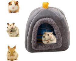 Knus Dierenbed voor Kleine Huisdieren, Hamsterhuis met Zachte Voering voor Hamsters, Cavia's en Egelletjes, Ideaal voor Knuffelen en Slapen (Grijs)