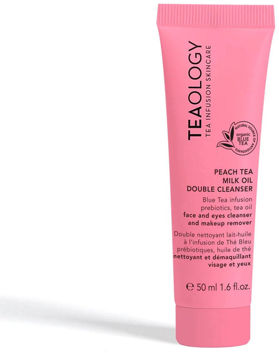 Teaology Peach Tea Milk Oil Double Cleanser 50 ml – 2-in-1 Gezichtsreiniger & Make-up Remover – Reinigende Milk-to-Oil Cleanser voor Waterproof Make-up, SPF & Onzuiverheden – Hydraterende Zachte Face Cleanser