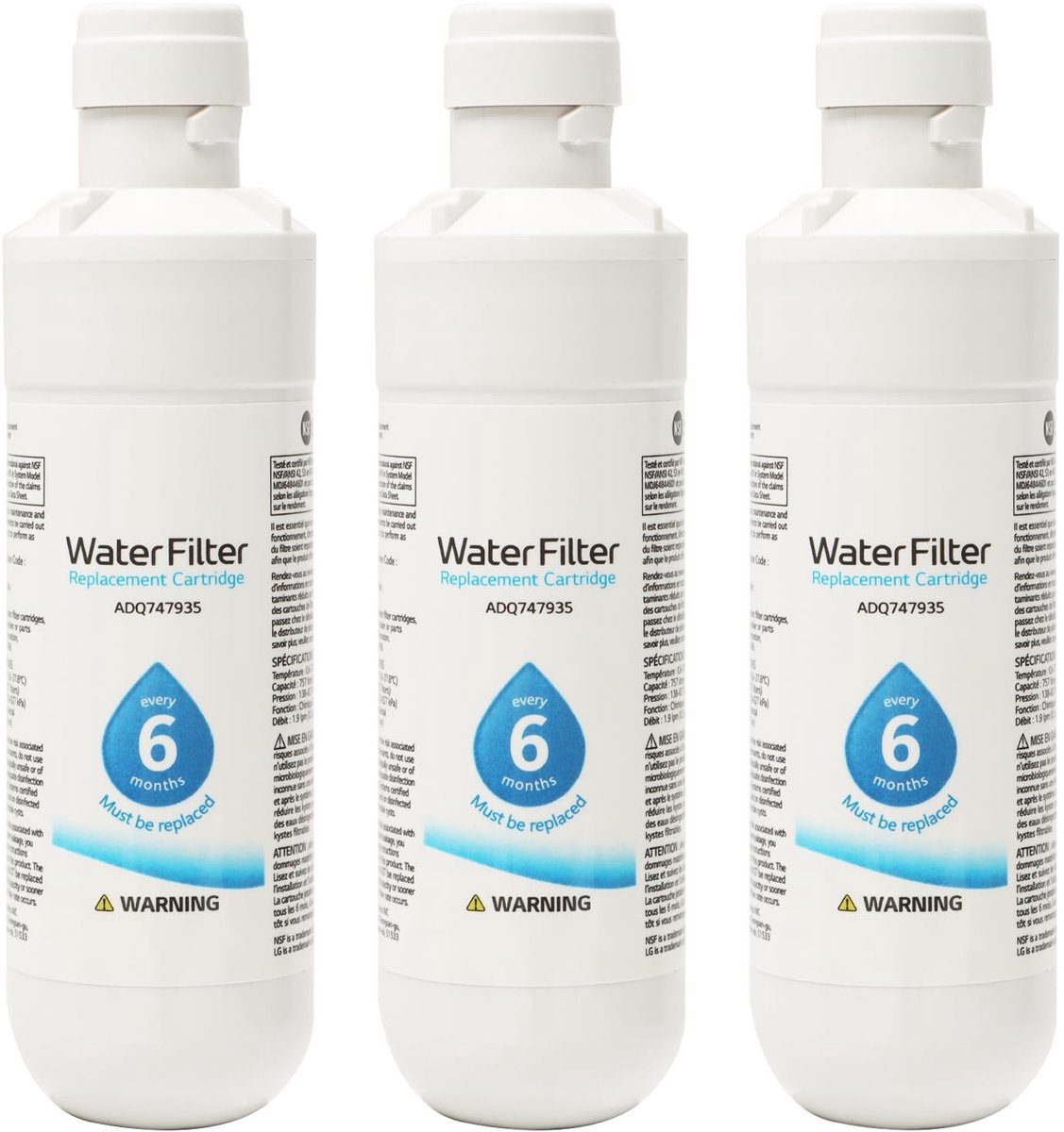 OmGoods - Dailygoody - Koelkast Waterfilter - Externe Waterfilter - Eenvoudig te Vervangen - Wit - Compatibel met Franse Deur Koelkasten - 3 Stuks - Geschikt vo...