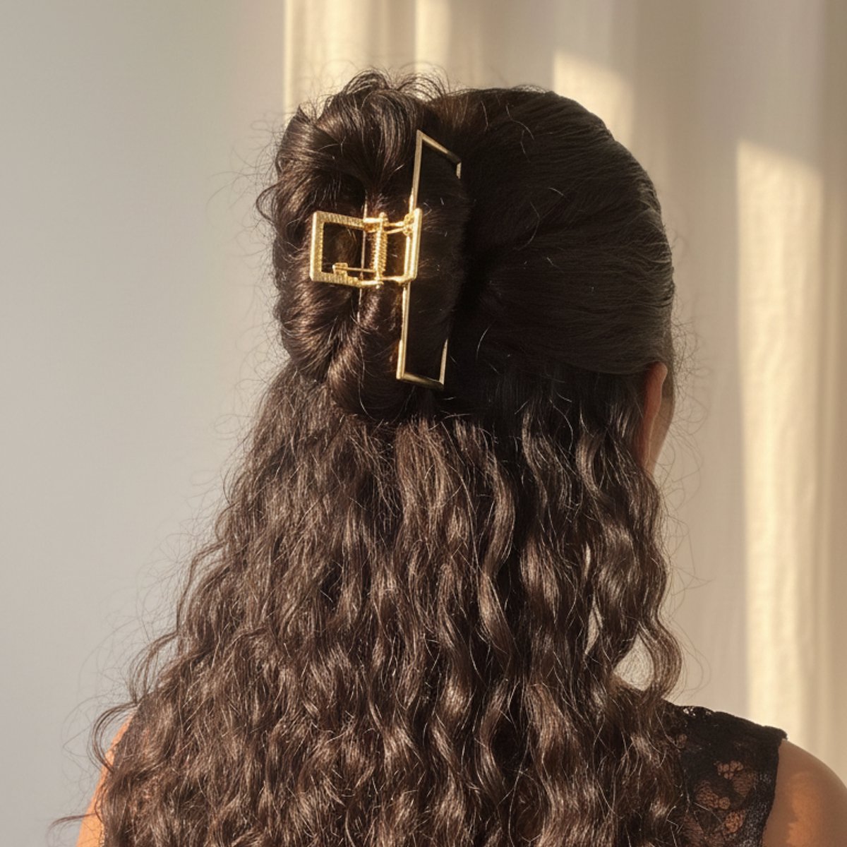 YOSMO Metalen Haarklem Extra Groot - Dik haar - Metaal - Kleur goud - Haaraccessoires - Haarclip - Haarklauw - Rechthoek