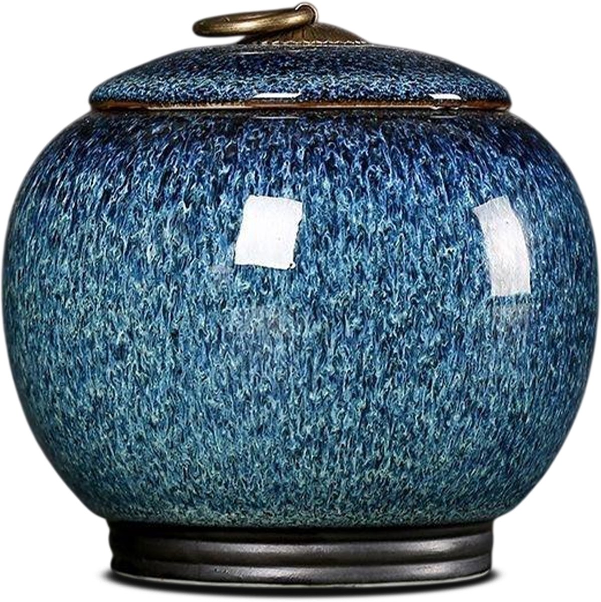 Akerz Keramische Urn Blauw – 890ml – Glazuur Afwerking – Handgemaakte Herinneringsurn – Inclusief Beschermzakje – Discreet Aandenken
