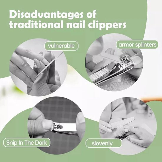 Elektrische Nagelknipper - Automatische Nageltrimmer met LED-verlichting en Nagel Opbergdoos - Twee Snelheden - Oplaadbaar via USB - Groen — afbeelding 5