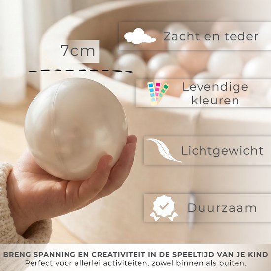 KiddyMoon Ballenbak ballen voor Kinderen Ø7 cm met 100 Stuks - Kinderballen baby - Speelballen voor Ballenbad - BPA-vrij - Ballenbak ballen - Kleurrijke ballen - Baby Speelgoed - Pastelbeige Pastelblauw Pastelgeel Munt van KiddyMoon — afbeelding 2