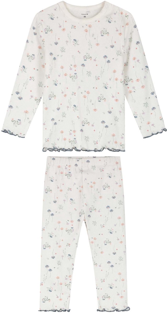 Prénatal peuter pyjama romantische rib - Meisjes - Ivoor wit - Maat 74