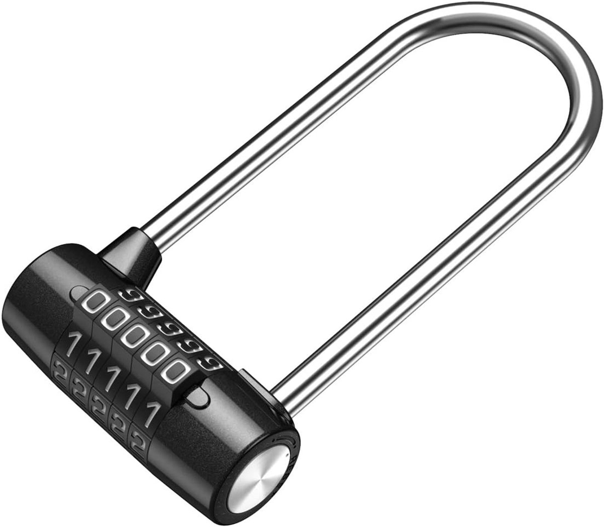 carmdering - Lang Schakel Slot - Verlengd Hangslot - 5 Cijfers Combinatieslot - Extra Lange Beugel - Waterdicht Ontwerp - Zink Legering En Gehard Staal - Roestvrij En Snijbestendig - Ideaal Voor Binnen En Buiten - 1 Stuk