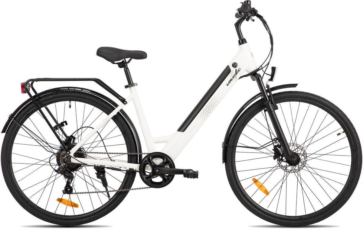 LAMASSU Elektrische Fiets - 700*38C - 250W Motor - 60 km Actieradius -Shimano 7 Versnellingen - Aluminium Frame - Unisex - Wit