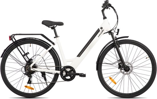 LAMASSU Elektrische Fiets - 700*38C - 250W Motor - 60 km Actieradius -Shimano 7 Versnellingen - Aluminium Frame - Unisex - Wit — afbeelding 2