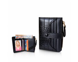 Luxamore® Dames Portemonnee Klein Zwart – Kaarthouder & Creditcardhouder Dames met Ritssluiting – Krokodillenprint Kunstleer – Compacte Portemonnee met Muntvak – Kleine Dames Portemonnee – Cadeau voor Vrouwen