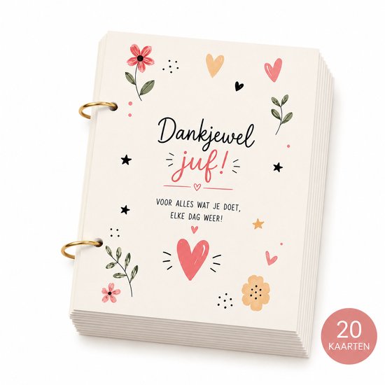 20 Invulkaarten voor juf A5 - Bedankt Juf - Juf Cadeau - Cadeautje voor juf - juf bedankt - juf cadeautjes bedankt