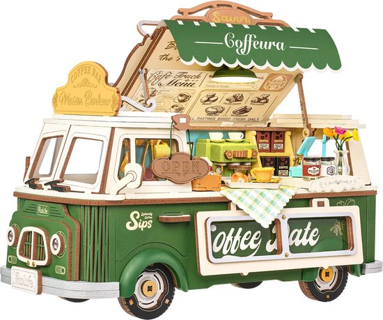 Robotime Leo's Coffee Truck - Rolife Creation Set Series - TGS07 - Koffietruck - Bouwpakket - Knutselen - Hobby