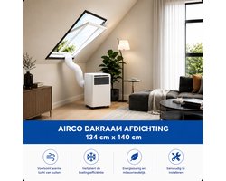 Airco Dakraam Afdichtkit - 134 x 140 cm - 2 jaar Garantie - Geschikt voor Velux: UK08 (GGL 8, 808, u08) | Fakro/Optilight: Maatcode 17 - Airco Slang Afsluiten - Tuimelvenster Oplossing – Dakraam Afdichting Raamafdichtingskit – Kylians