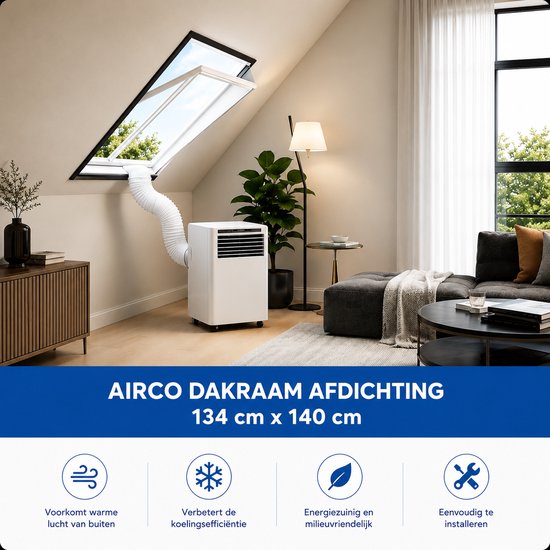 Dakraam Afdichtingskit Airco 134×140 cm voor Velux UK08 Fakro Maatcode 17 – Mobiele Airco Slang Afsluiting