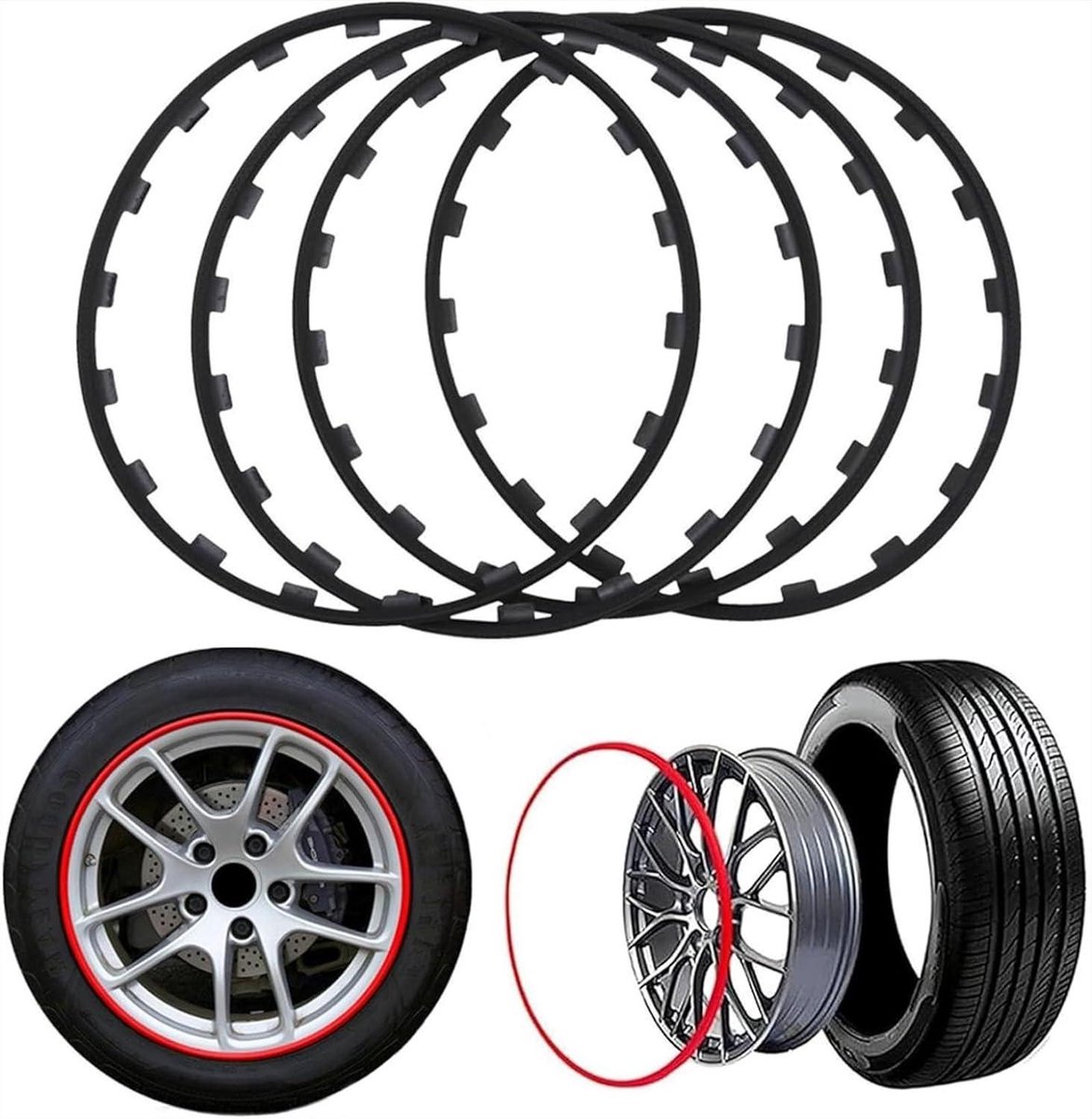Velgbeschermers set - Ring set - Velgen beschermen - Sterke slagvastheid - 40-50 cm - Zwart