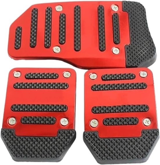 Autopedalen Set - Pedaalhoezen Auto - Verbeter Rijcomfort - Antislip Aluminium - Universeel - Rood Blauw Zilver — afbeelding 4