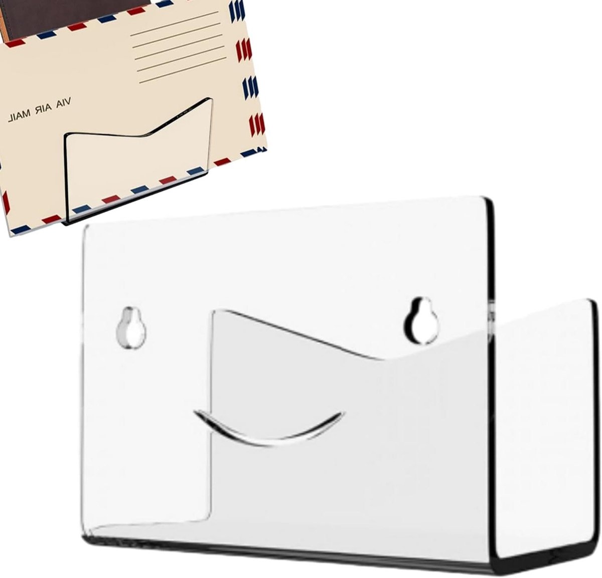 Post Organizer - Brievenbak - Thuis Kantoor - Wandmontage Optie - 16.9cm Lengte - Transparant