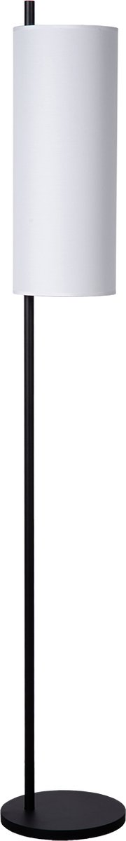 Atmooz Kieran Vloerlamp – H160 cm – moderne staande lamp – exclusief lichtbron – slanke zwarte metalen voet met naturel linnen lampenkap – sfeervolle verlichting voor woonkamer of slaapkamer – modern Japandi design – zwart en naturel