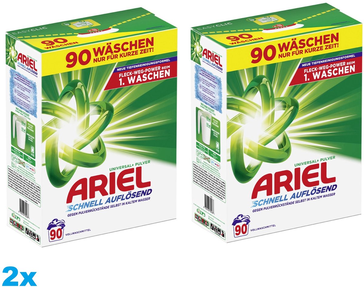 ARIEL Wasmiddel Universeel Waspoeder - 2x90 wasbeurten - 2 Stuks