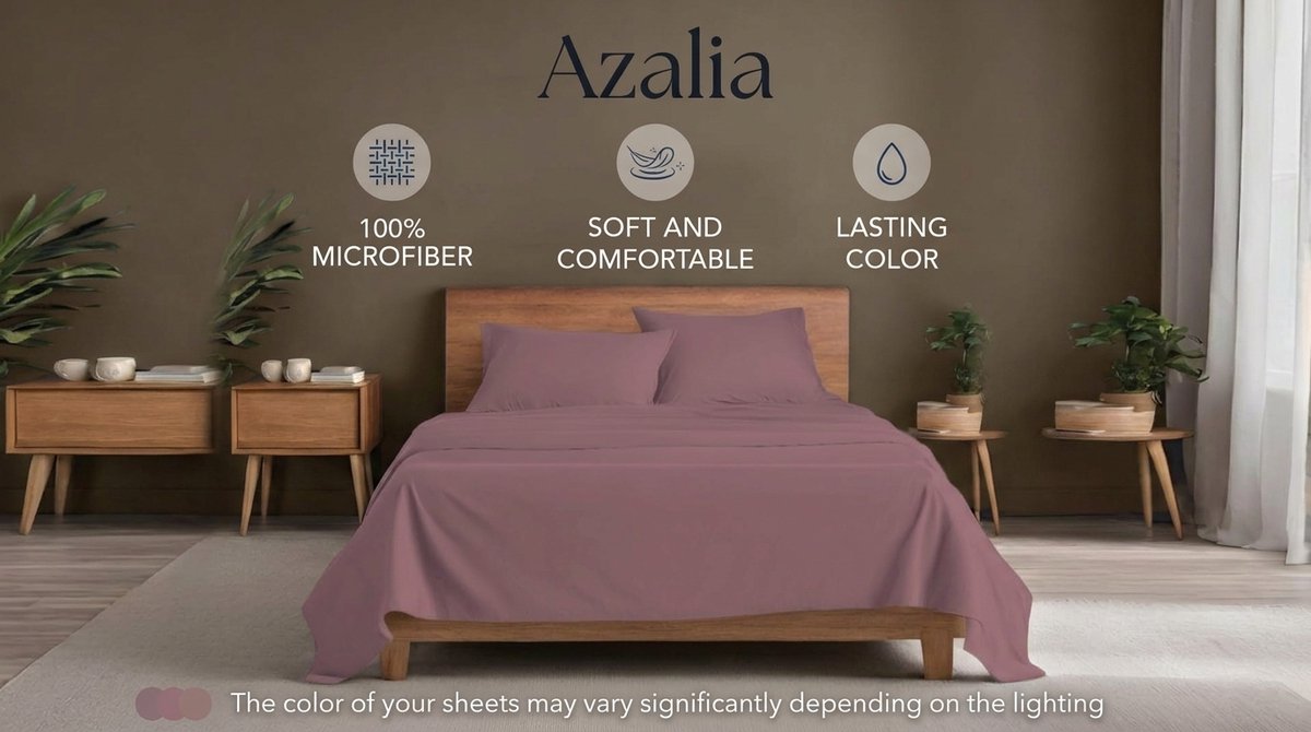 Azalia Azalia beddengoedset 90x190 cm - 3-delig microvezel - hoeslaken 90x190 cm - eenpersoons onderlaken 70x260 cm - 1 kussensloop 65x65 - Oeko Tex gecertificeerd - Roze