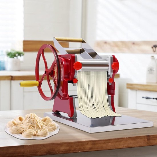 Handmatige pastamachine van roestvrij staal voor verse pasta, deegmachine voor 5-10 personen, instelbare dikte 0,5-5 mm — afbeelding 4