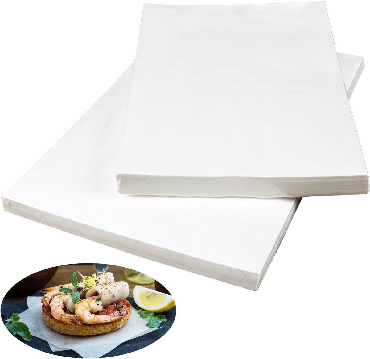 100 Vellen Bakpapier 30 x 20 cm, Perfect voor Burgers, Pizza, Taarten en Brood