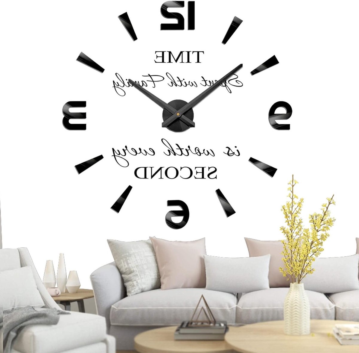 Grote 3D DIY Wandklok zonder Frame met Stille Spiegelstickers voor Thuis en Kantoor Decoratie