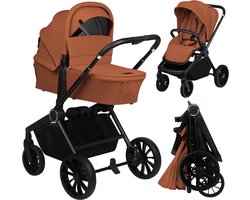 Lionelo Mika Plus Kinderwagen 2 in 1 – Vanaf geboorte tot 22 kg – Combi met reiswieg & zitje – All-terrain wielen + vering – XXL kap UPF50+ – 90 cm ligvlak – Omkeerbaar zitje – Compact inklapbaar – Complete accessoireset