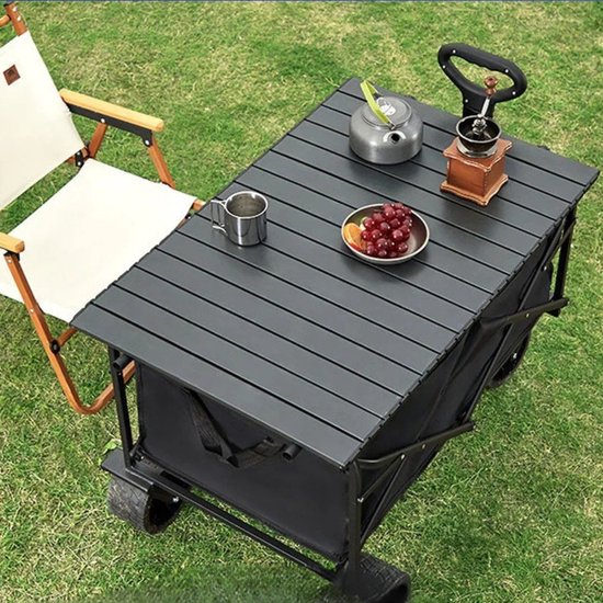 Stervia Bolderkar Met Tafel - Opvouwbaar - 150 Liter - Dikke Wielen - Strand/Picknicken/Wandelen/Kamperen - Zwart - 82.5 x 30 x 50 cm — afbeelding 3