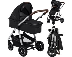 Lionelo Amber 2 in 1 Combi Kinderwagen met Reiswieg & Wandelwagen – Vanaf Geboorte tot 22 kg – Luchtbanden, Volledige Vering, Omkeerbaar Zitje – Accessoires: Luiertas, Klamboe, Regenhoes, Verschoonmatje