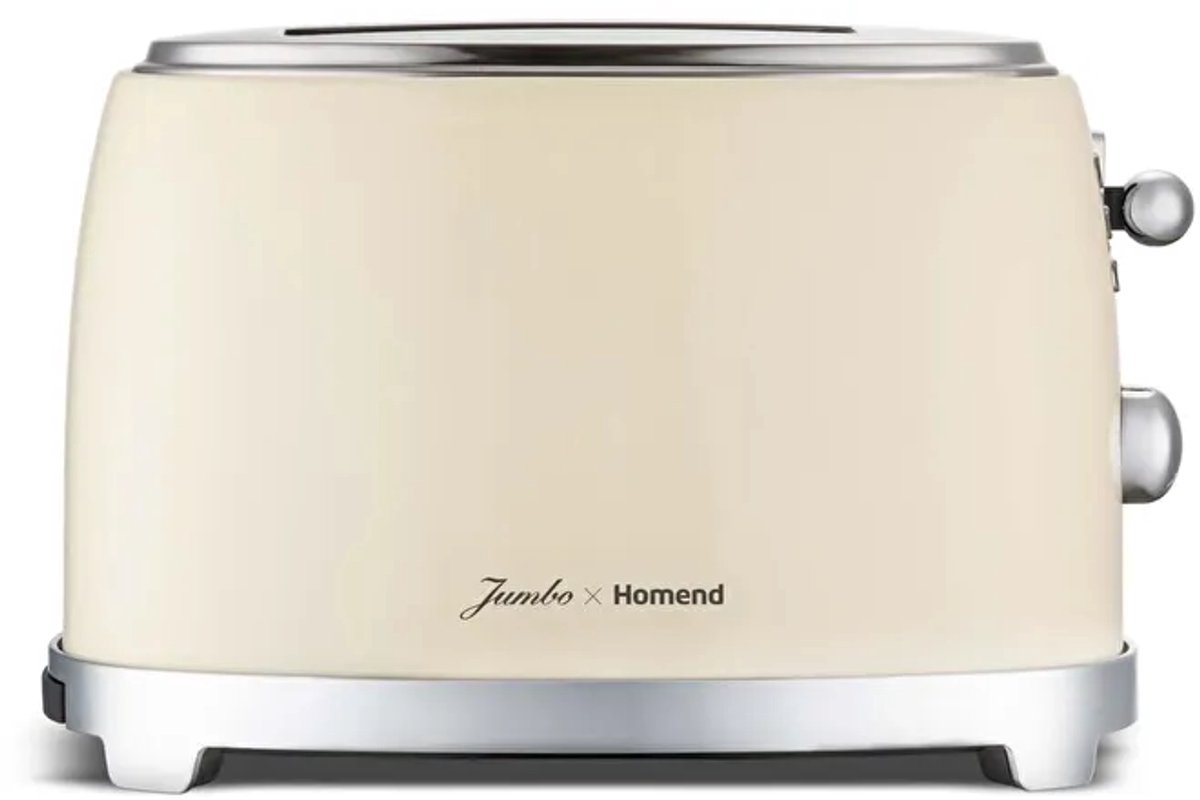 Homend x Jumbo 1526H - Vintage Broodrooster – 2 Sneetjes – 850W – Crème – RVS