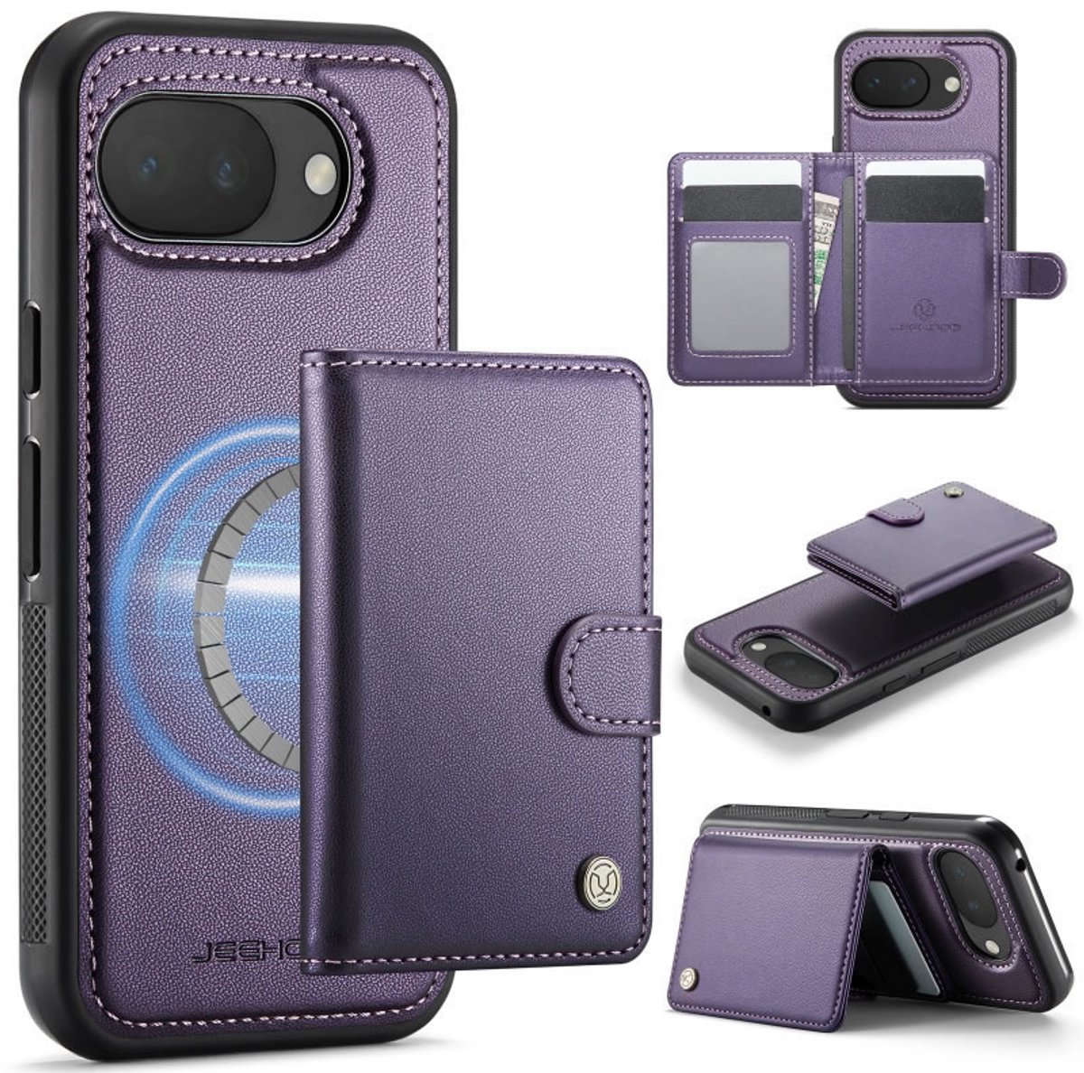 Luxe 2-in-1 Backcover + Magnetische/Afneembare Kaarthouder voor Pixel 10a _ Paars