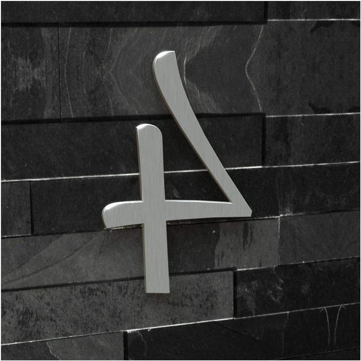 Huisnummer 4 - Cijfer Huis - Huis Markeren - Klassiek Lettertype - 20 cm - Edelstaal