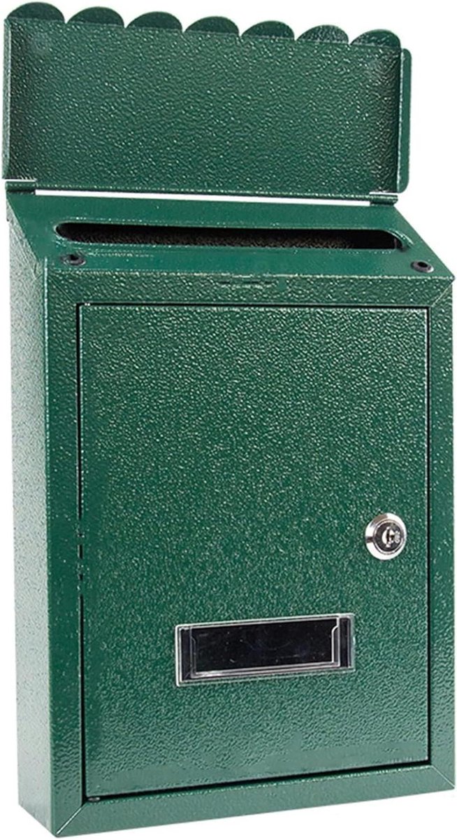 Wandmontage Brievenbus - Brievenbus met slot - Post Ontvangen - Roestvrij staal - 21x6x30.5 cm - Groen